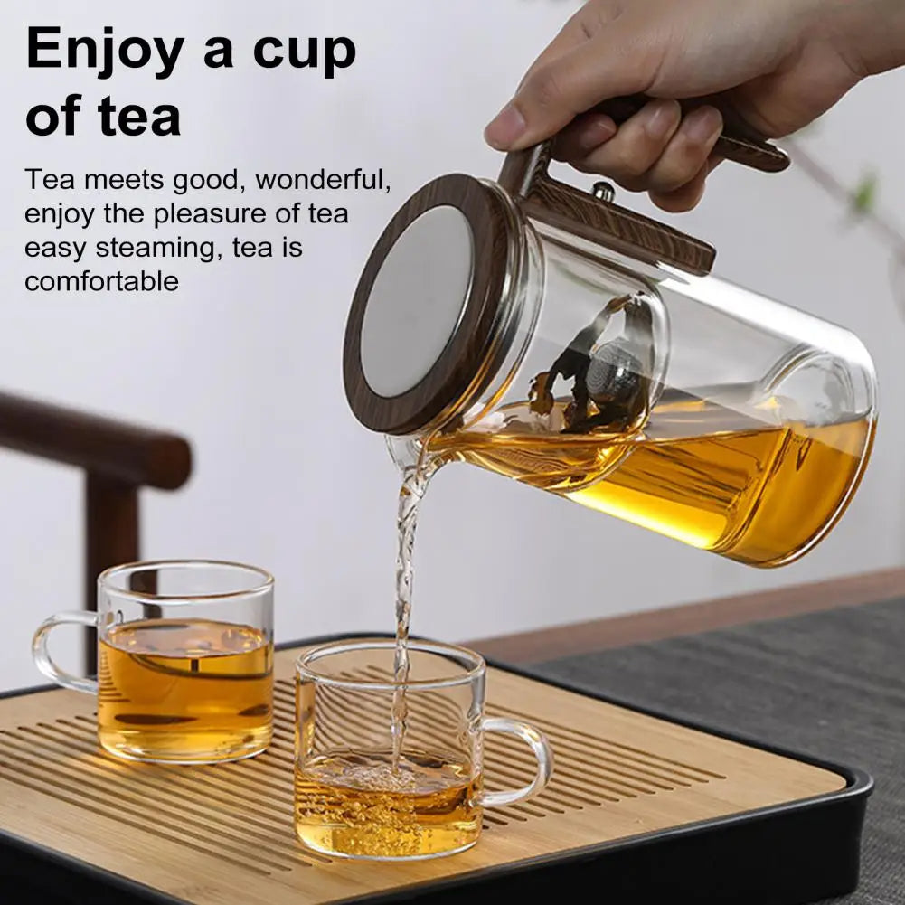 Glass Teapot with Removable Infuser Basket and Water Separation System