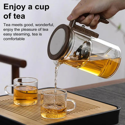 Glass Teapot with Removable Infuser Basket and Water Separation System