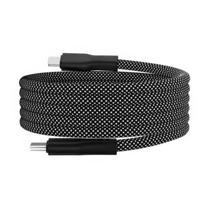 Self Coiling Magnetic Charging Cable with Braided Fabric and Dual Port Tips