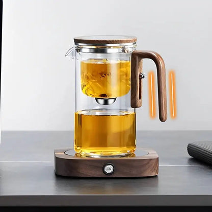 Glass Teapot with Removable Infuser Basket and Water Separation System