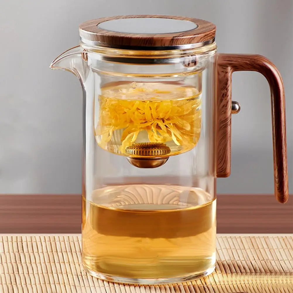 Glass Teapot with Removable Infuser Basket and Water Separation System