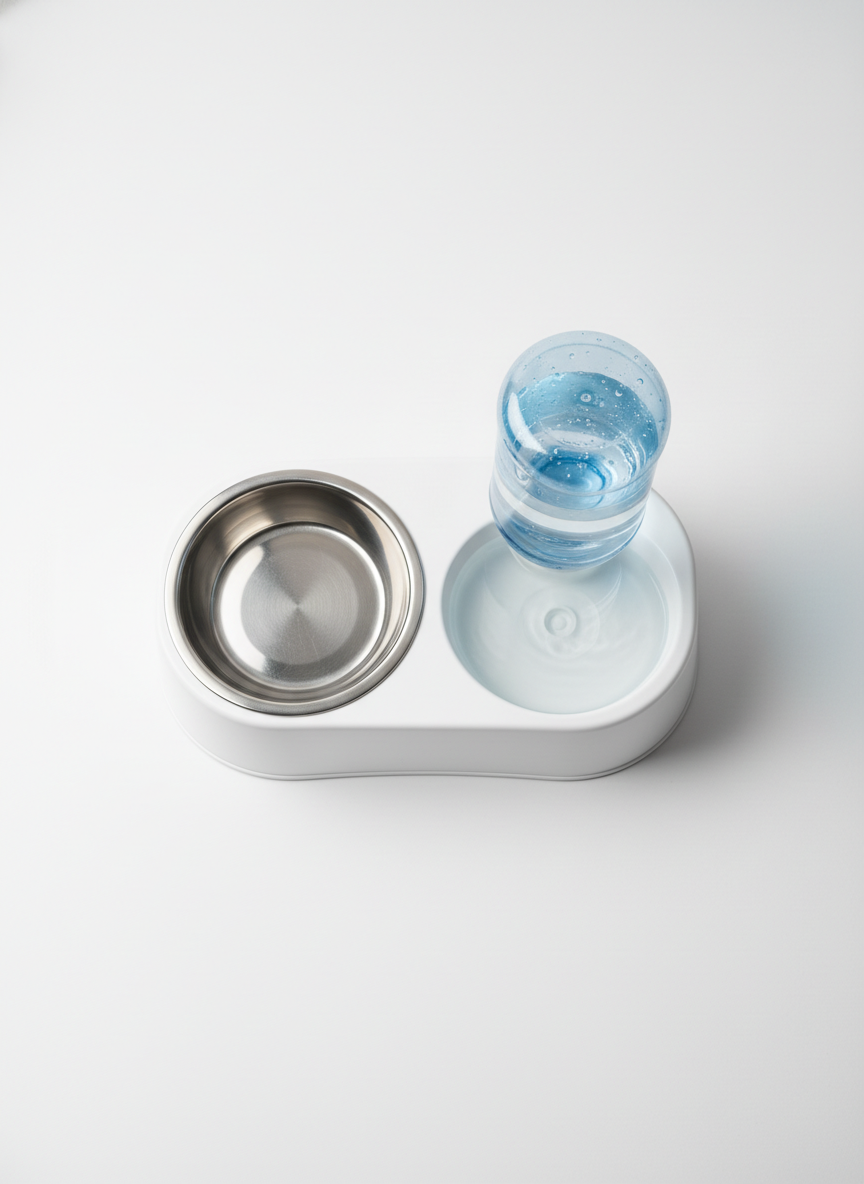 Dual Pet Feeding Station with Gravity Water Dispenser