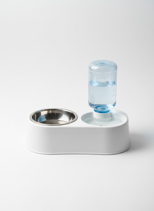 Dual Pet Feeding Station with Gravity Water Dispenser