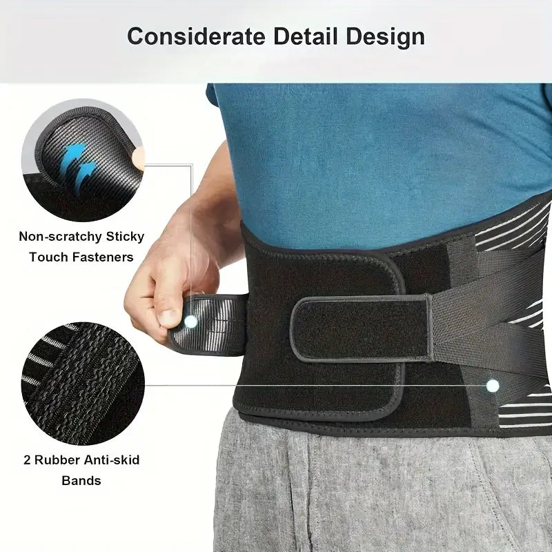 Lumbar Support Brace with Dual Foam Pads and Adjustable Aluminum Strips