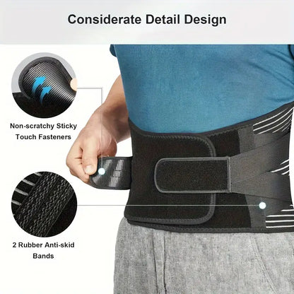Lumbar Support Brace with Dual Foam Pads and Adjustable Aluminum Strips