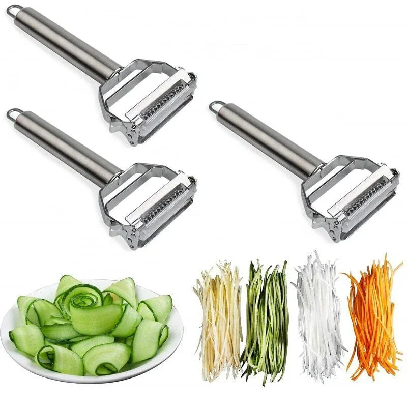 Dual Blade Vegetable Peeler with Julienne Slicer and Stainless Steel Construction