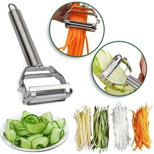 Dual Blade Vegetable Peeler with Julienne Slicer and Stainless Steel Construction