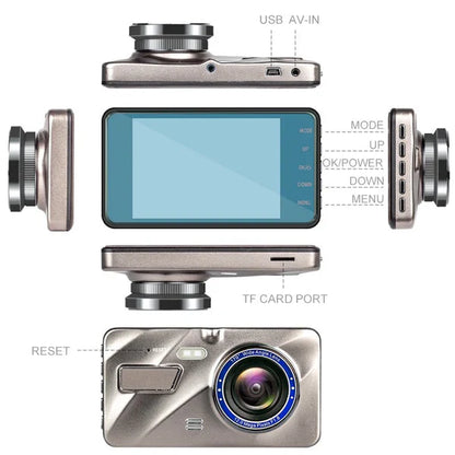 Dual Lens Dash Camera with 1080p Resolution and Impact Detection for Cars