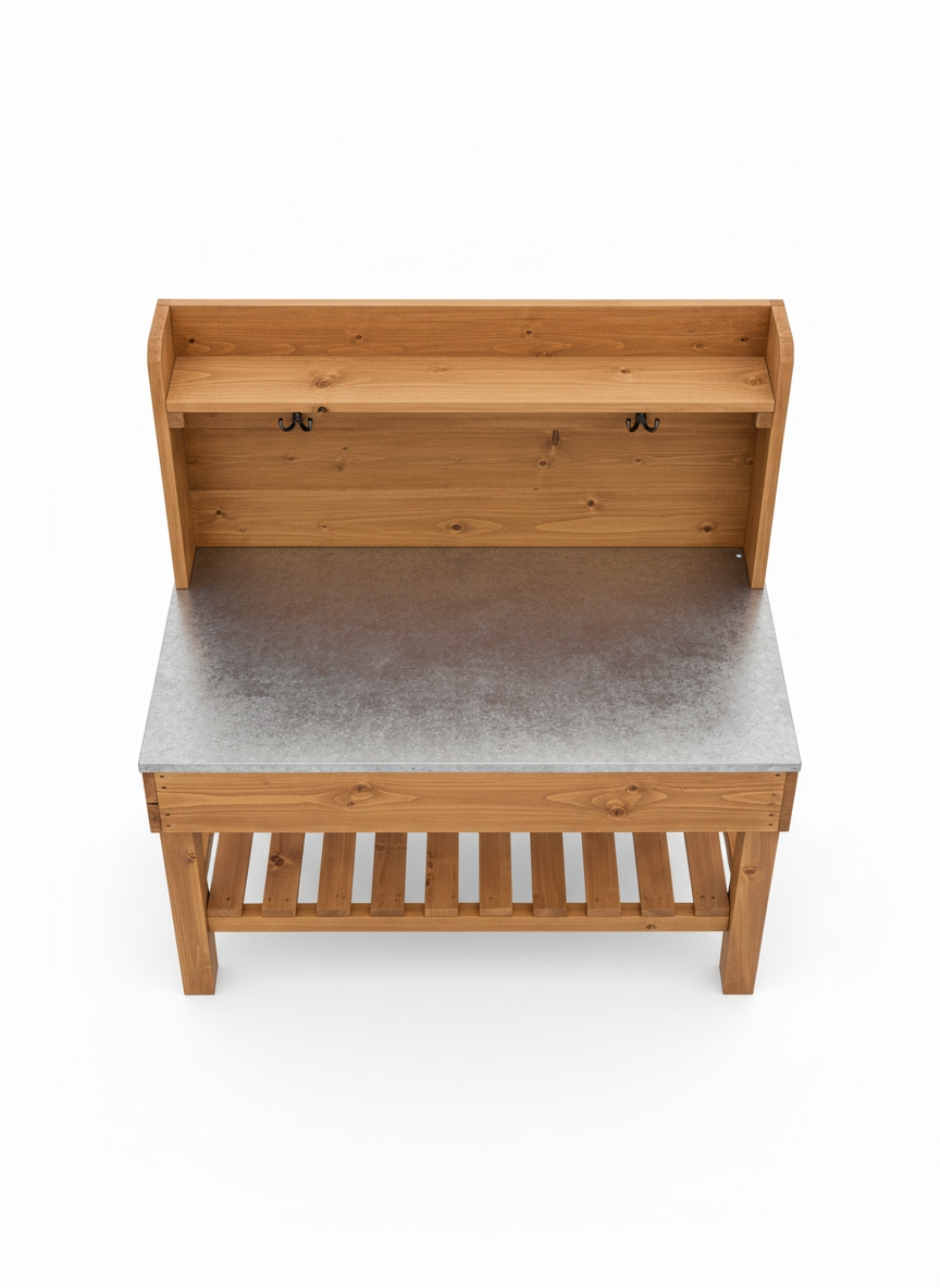 Garden Wooden Potting Bench Work Station with Hook