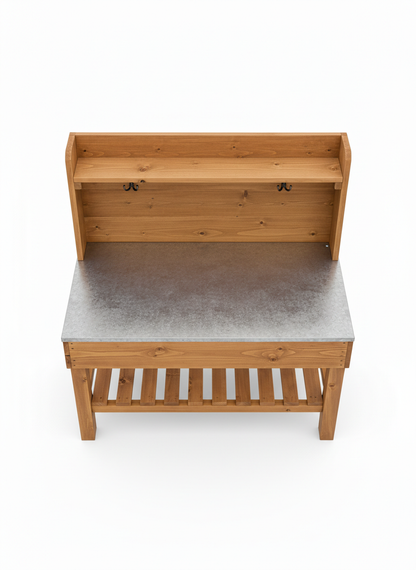 Garden Wooden Potting Bench Work Station with Hook
