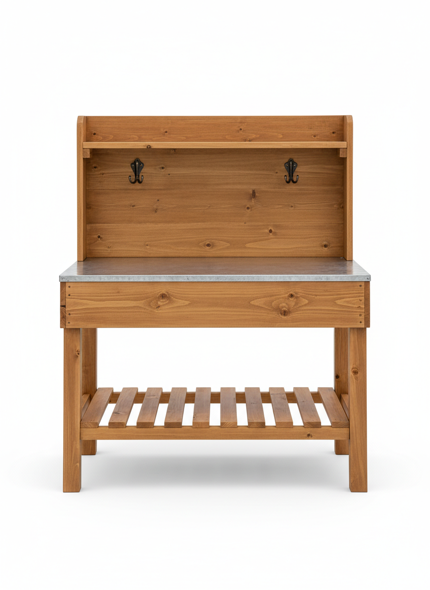 Garden Wooden Potting Bench Work Station with Hook