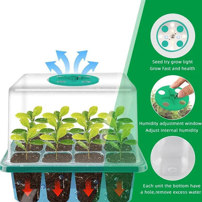 Seed Starter Tray with Full Spectrum Grow Light and Raised Dome Cover