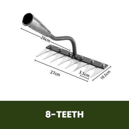 Detachable Rake Head with Carbon Steel Tines and Nail Hole Mounting