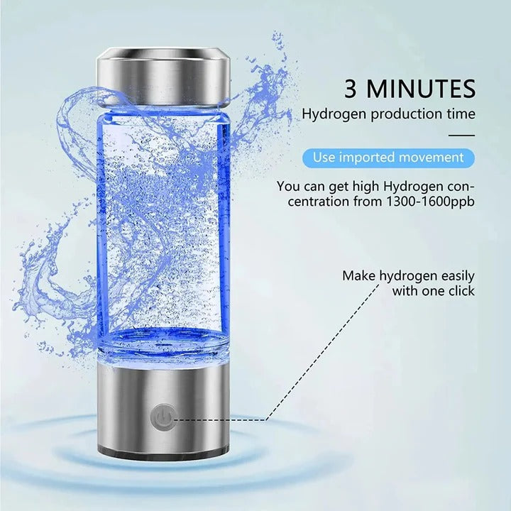 Rechargeable Hydrogen Water Bottle with Electrolysis System and One-Button Control