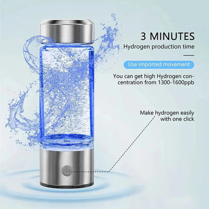 Rechargeable Hydrogen Water Bottle with Electrolysis System and One-Button Control