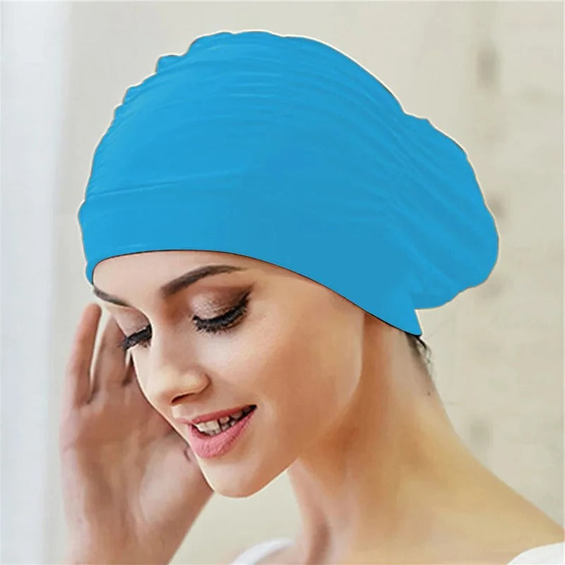 Turban Stretch Swimming Cap with Twist Design for Long and Thick Hair