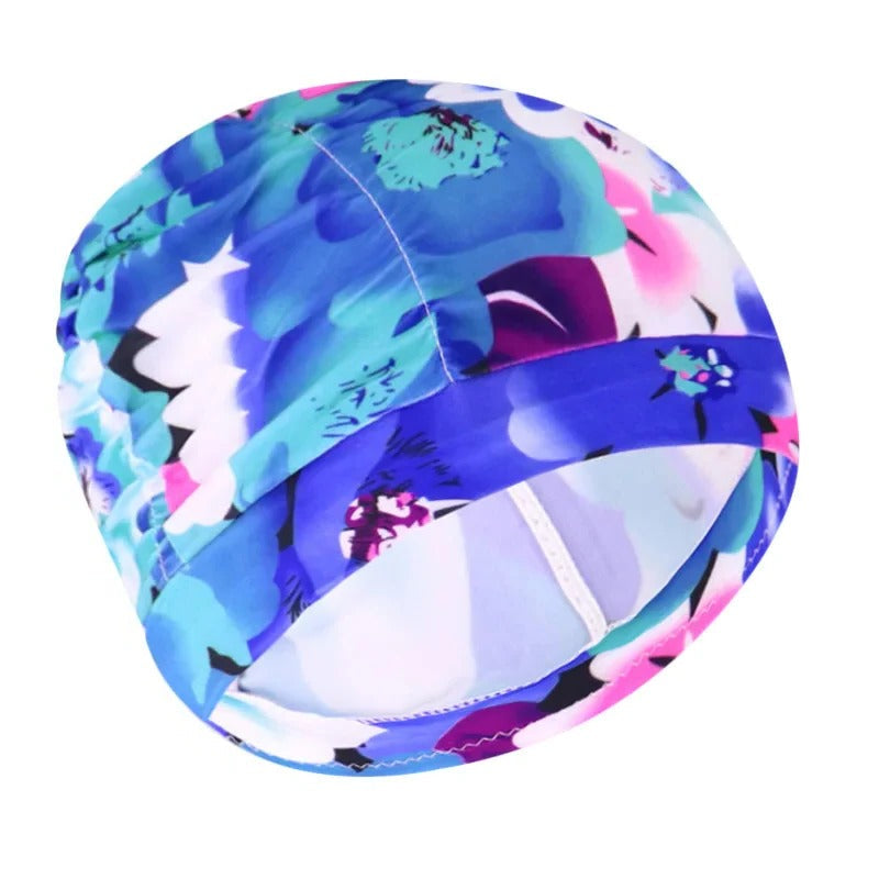 Turban Stretch Swimming Cap with Twist Design for Long and Thick Hair