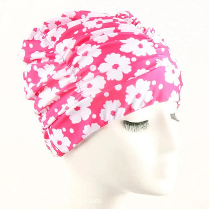 Turban Stretch Swimming Cap with Twist Design for Long and Thick Hair