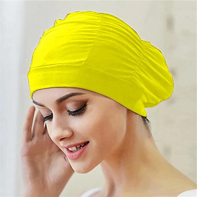 Turban Stretch Swimming Cap with Twist Design for Long and Thick Hair