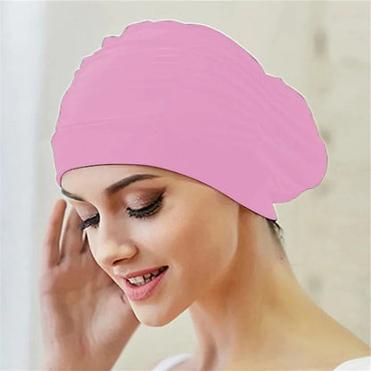 Turban Stretch Swimming Cap with Twist Design for Long and Thick Hair