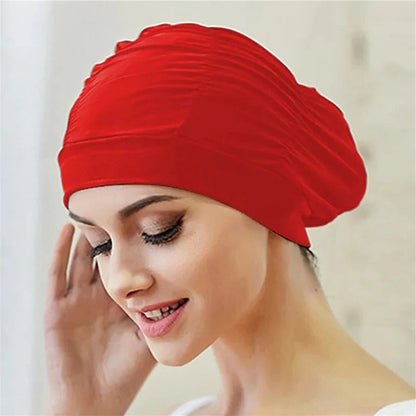 Turban Stretch Swimming Cap with Twist Design for Long and Thick Hair