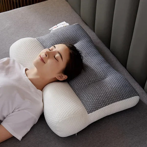 Contoured Neck Pillow with Dual Height Zones and Ear Cutout, Machine Washable