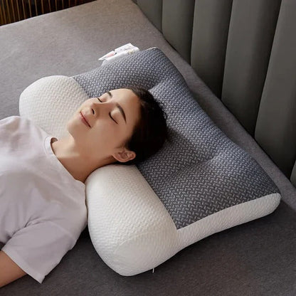 Contoured Neck Pillow with Dual Height Zones and Ear Cutout, Machine Washable