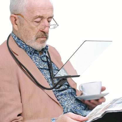 Neck-Worn Magnifying Glass with Flexible Positioning and Wide Optical Lens