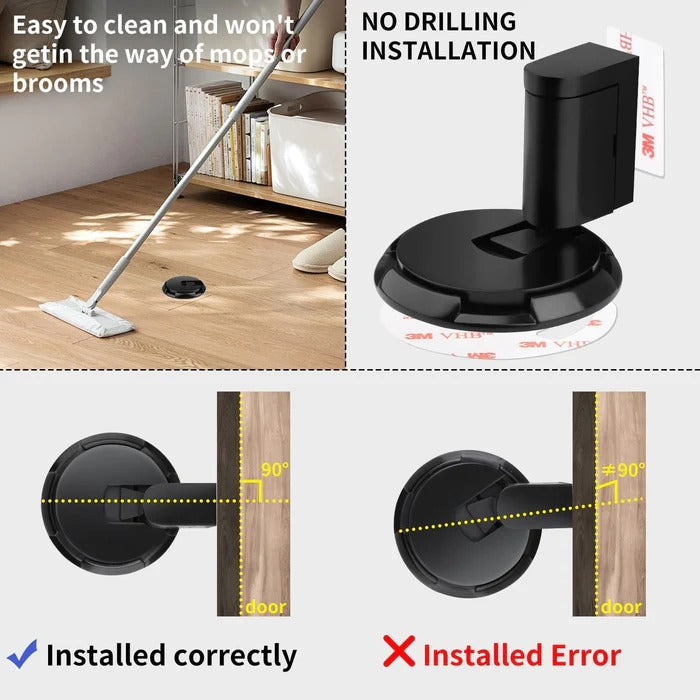 Adjustable Door Stopper with Dual Mounting and Locking Mechanism for Interior Doors
