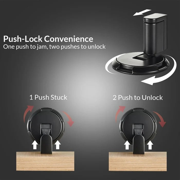Adjustable Door Stopper with Dual Mounting and Locking Mechanism for Interior Doors