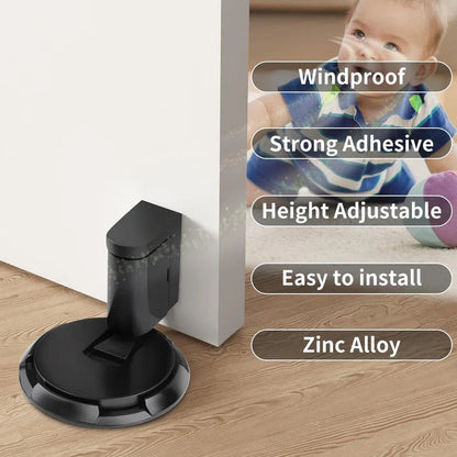 Adjustable Door Stopper with Dual Mounting and Locking Mechanism for Interior Doors