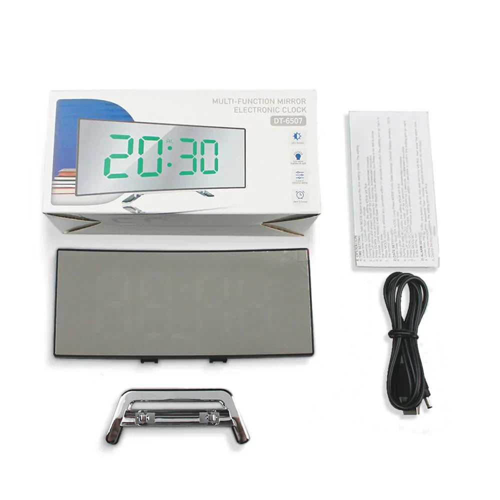 LED Digital Clock with Curved Frame and Adjustable Brightness