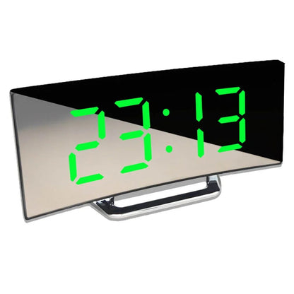 LED Digital Clock with Curved Frame and Adjustable Brightness
