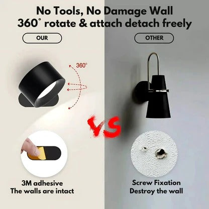 Rotating Wall Light with Adjustable Brightness and Color Temperature, Rechargeable