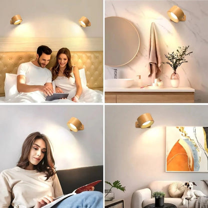 Rotating Wall Light with Adjustable Brightness and Color Temperature, Rechargeable