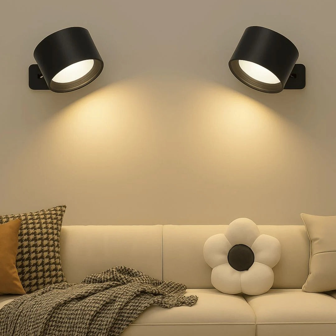 Rotating Wall Light with Adjustable Brightness and Color Temperature, Rechargeable