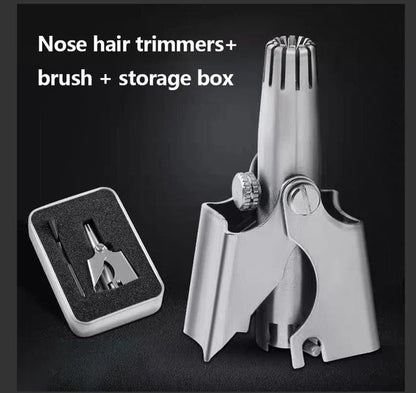 Manual Nose and Ear Hair Trimmer with Stainless Steel Blades and Ergonomic Grip