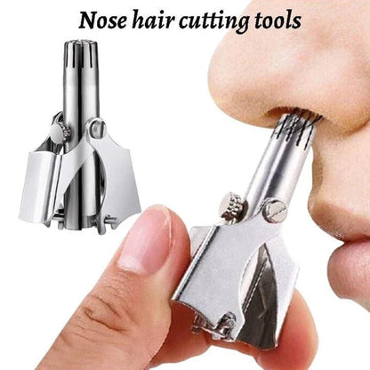 Manual Nose and Ear Hair Trimmer with Stainless Steel Blades and Ergonomic Grip