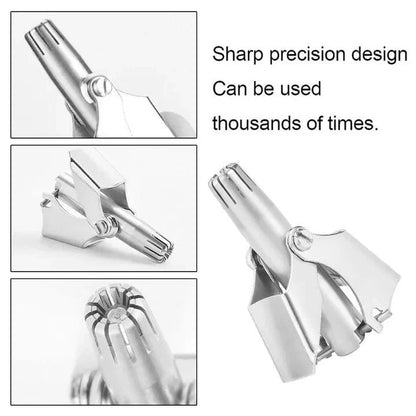 Manual Nose and Ear Hair Trimmer with Stainless Steel Blades and Ergonomic Grip