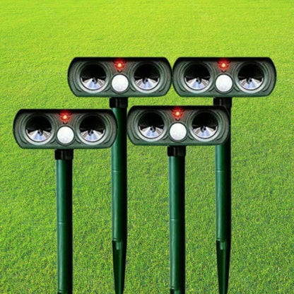 Motion Activated Ultrasonic Animal Repeller with Solar Power and 30ft Detection Range