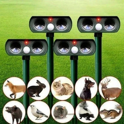 Motion Activated Ultrasonic Animal Repeller with Solar Power and 30ft Detection Range