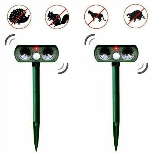 Motion Activated Ultrasonic Animal Repeller with Solar Power and 30ft Detection Range