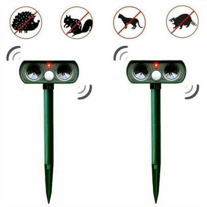 Motion Activated Ultrasonic Animal Repeller with Solar Power and 30ft Detection Range