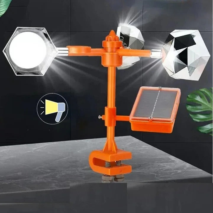 Solar Bird Repeller with Motion-Activated Sounds and Rotating Mirrors, Adjustable Telescopic Pole