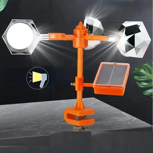 Solar Bird Repeller with Motion-Activated Sounds and Rotating Mirrors, Adjustable Telescopic Pole