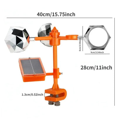 Solar Bird Repeller with Motion-Activated Sounds and Rotating Mirrors, Adjustable Telescopic Pole