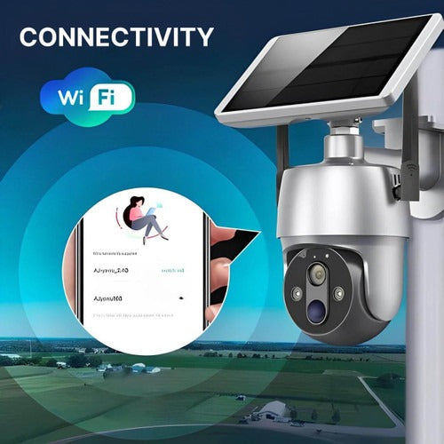 Wireless Outdoor Security Camera with Solar Power and Dual Axis Rotation, 1080P HD