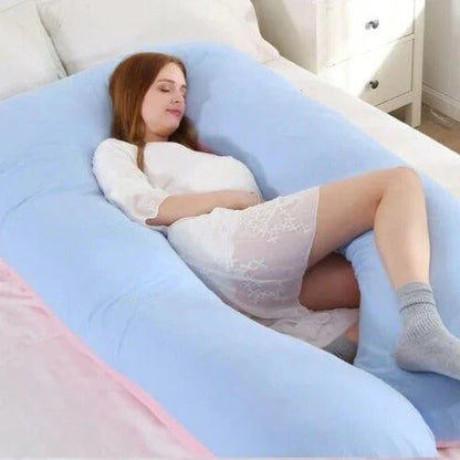 Full-Length U-Shaped Body Pillow with Adjustable Memory Foam and Removable Jersey Cover