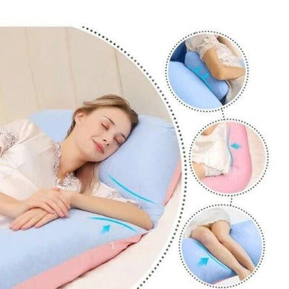 Full-Length U-Shaped Body Pillow with Adjustable Memory Foam and Removable Jersey Cover
