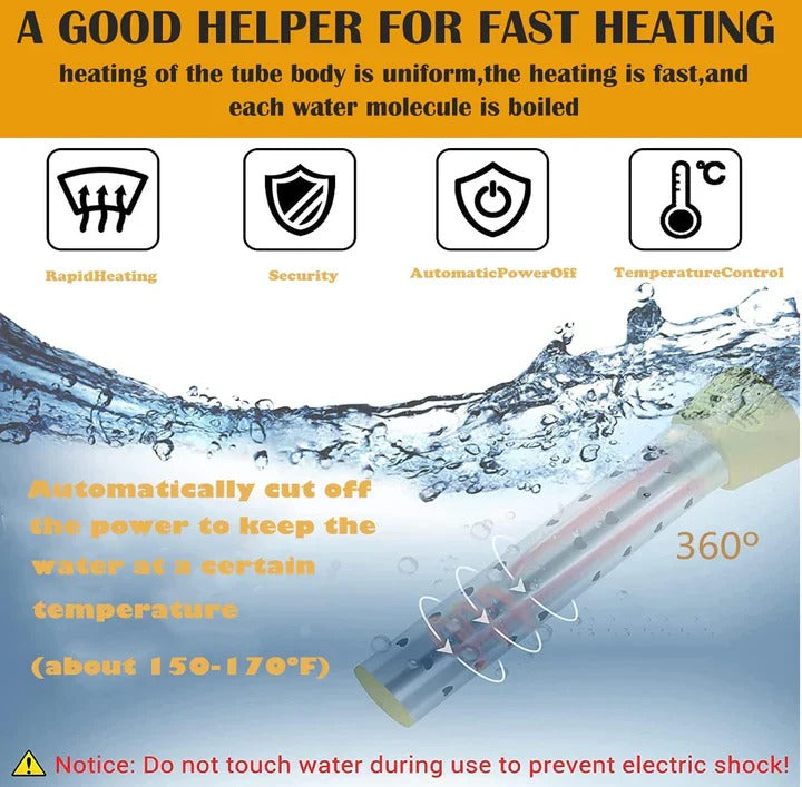 Immersion Water Heater with Stainless Steel Coil and Safety Guard for 220V